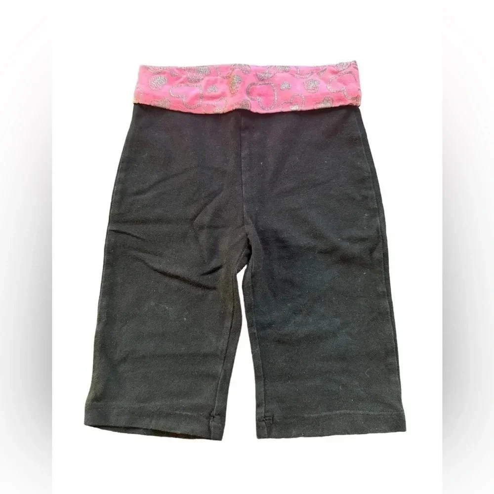 Jumping Beans Black and Pink Band with Hearts Casual Pull on Pants Size 24 Month